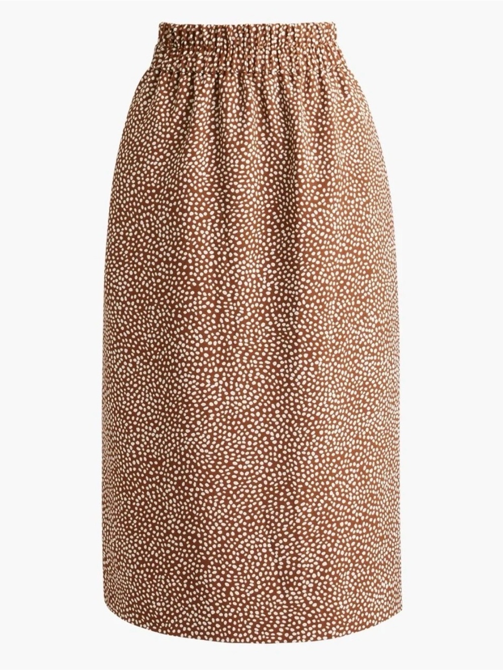 J. Crew Factory Brown and White Dot Printed Midi Skirt Sz Medium Like New